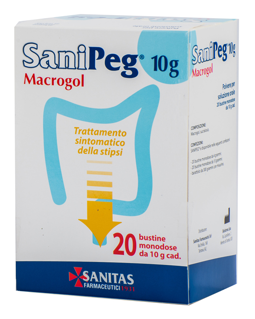SANIPEG MACROGOL POLVERE PER SOLUZIONE ORALE 20 BUSTE DA 10 G - Farmaciapacini.it