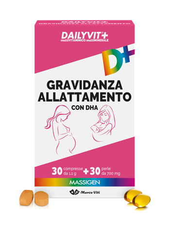 DAILYVIT+ GRAVIDANZA ALLATTAMENTO CON DHA MULTIVITAMINICO E MULTIMINERALE 30 COMPRESSE + 30 PERLE - Farmaciapacini.it