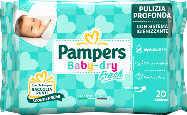 SALVIETTINE UMIDIFICATE PAMPERS BABY FRESH 30% + CONSISTENTE 20 PEZZI - Farmaciapacini.it