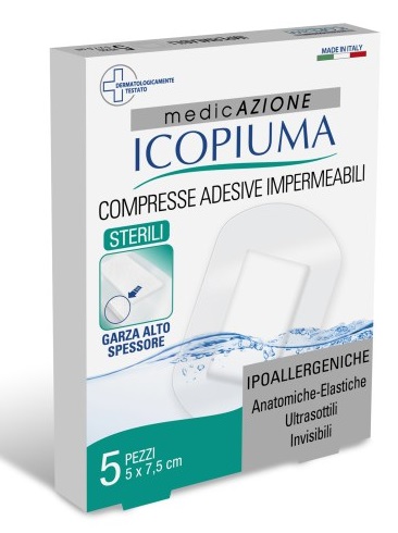 GARZA COMPRESSA ICOPIUMA MEDICATA POSTOPERATORIA 5X7,5 CM 5 PEZZI - Farmaciapacini.it
