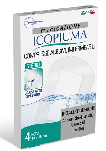 GARZA COMPRESSA ICOPIUMA MEDICATA POSTOPERATORIA 10X15 CM 4 PEZZI - Farmaciapacini.it