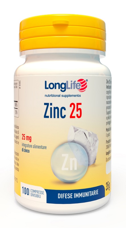LONGLIFE ZINC 25 MG 100 COMPRESSE DIVISIBILI - Farmaciapacini.it