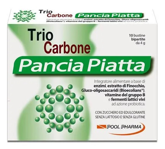 TRIOCARBONE PANCIA PIATTA 10 BUSTINE BIPARTITE 4 G - Farmaciapacini.it