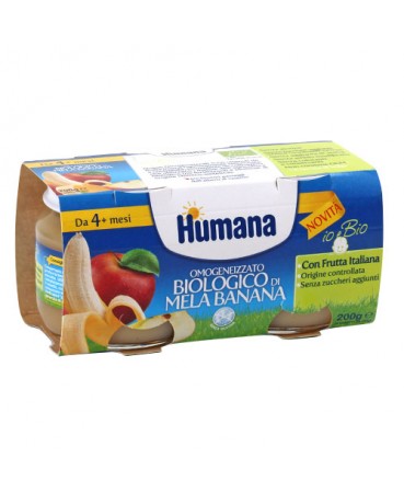 HUMANA OMOGENEIZZATO MELA/BANANA BIO 2 VASETTI 100 G - Farmaciapacini.it