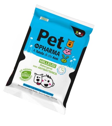 PET IN PHARMA SALVIETTE UMIDIFICATE IGIENIZZANTI CON ANTIBATTERICO PER ADULTI E BAMBINI 20 PEZZI - Farmaciapacini.it