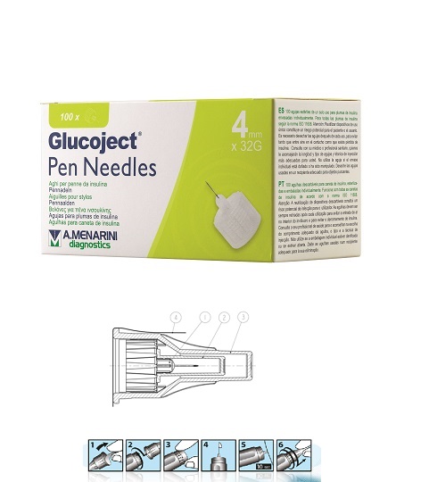 AGO PER PENNA DA INSULINA GLUCOJECT LUNGHEZZA 4 MM GAUGE 32 100 PEZZI - Farmaciapacini.it