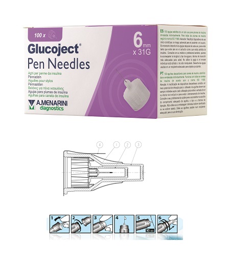 AGO PER PENNA DA INSULINA GLUCOJECT LUNGHEZZA 6 MM GAUGE 31 100 PEZZI - Farmaciapacini.it