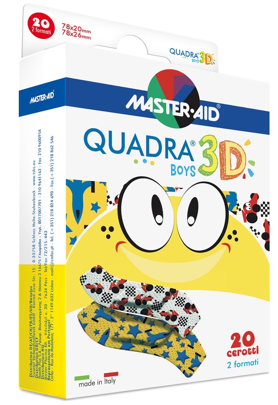 CEROTTO MASTER-AID QUADRA 3D BOYS 20 PEZZI ASSORTITI - Farmaciapacini.it
