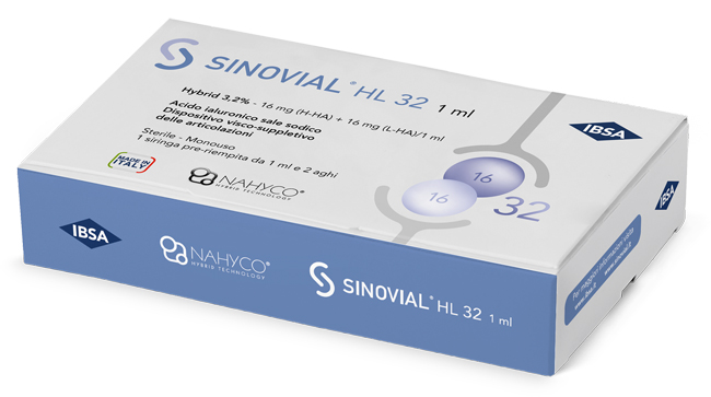 SIRINGA INTRA-ARTICOLARE SINOVIAL HL 32 16 MG+16 MG 1 FS + AGO GAUGE 22 + AGO GAUGE 29 1 PEZZO - Farmaciapacini.it