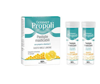 GOLASEPT PROPOLI 24 COMPRESSE MASTICABILI MIELE LIMONE - Farmaciapacini.it