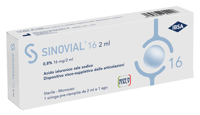 SIRINGA INTRA-ARTICOLARE SINOVIAL 16 ACIDO IALURONICO 0,8% 16 MG/2 ML 1 FS + AGO GAUGE 21 1 PEZZO - Farmaciapacini.it