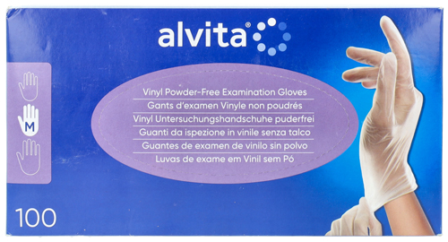 GUANTI DA ISPEZIONE ALVITA IN VINILE SENZA TALCO M 100 PEZZI - Farmaciapacini.it