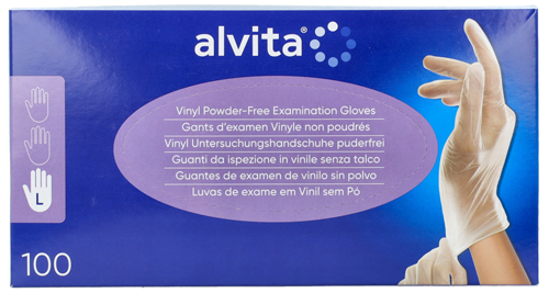 GUANTI DA ISPEZIONE ALVITA IN VINILE SENZA TALCO L 100 PEZZI - Farmaciapacini.it