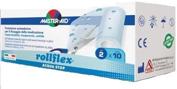 CEROTTO IMPERMEABILE PER FISSAGGIO MEDICAZIONI M-AID ROLLFLEX A-STOP M 10X10 CM - Farmaciapacini.it