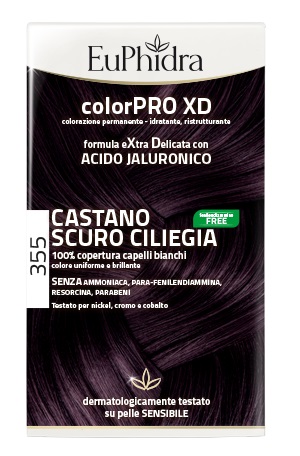 EUPHIDRA COLORPRO XD 355 CASTANO SCURO CILIEGIA GEL COLORANTE CAPELLI IN FLACONE + ATTIVANTE + BALSAMO + GUANTI - Farmaciapacini.it