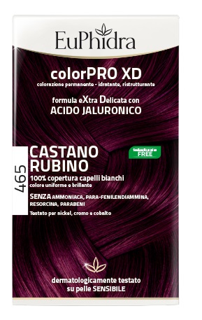 EUPHIDRA COLORPRO XD 465 CAST RUBINO GEL COLORANTE CAPELLI IN FLACONE + ATTIVANTE + BALSAMO + GUANTI - Farmaciapacini.it