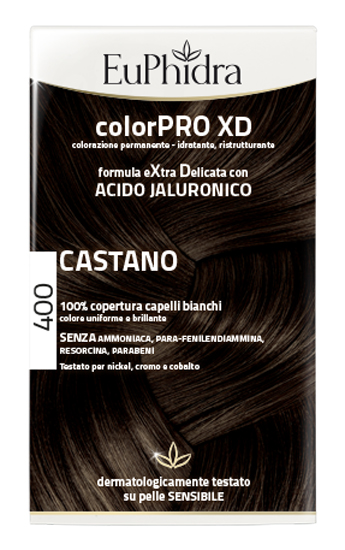 EUPHIDRA COLORPRO XD 400 CASTANO GEL COLORANTE CAPELLI IN FLACONE + ATTIVANTE + BALSAMO + GUANTI - Farmaciapacini.it