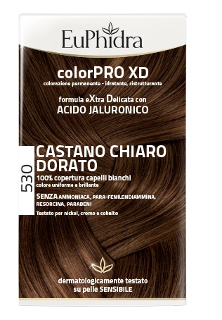 EUPHIDRA COLORPRO XD 530 CASTANO CHIARO DORATO GEL COLORANTE CAPELLI IN FLACONE + ATTIVANTE + BALSAMO + GUANTI - Farmaciapacini.it