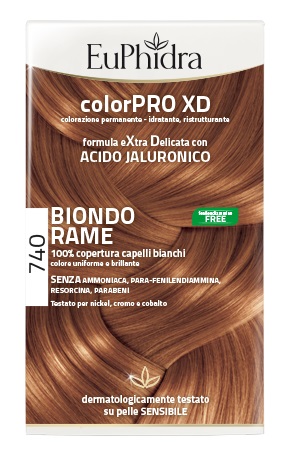 EUPHIDRA COLORPRO XD 740 BIONDO RAME GEL COLORANTE CAPELLI IN FLACONE + ATTIVANTE + BALSAMO + GUANTI - Farmaciapacini.it