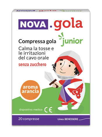 NOVA GOLA JUNIOR ARANCIA 20 COMPRESSE SENZA ZUCCHERO - Farmaciapacini.it