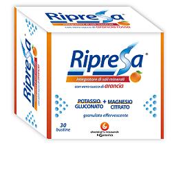 RIPRESA 30BUST 10G INTEGRATORE ALIMENTARE DI MAGNESIO E POTASSIO BUSTINE EFFERVESCENTI UTILE NEGLI STATI DI STANCHEZZA - Farmaciapacini.it