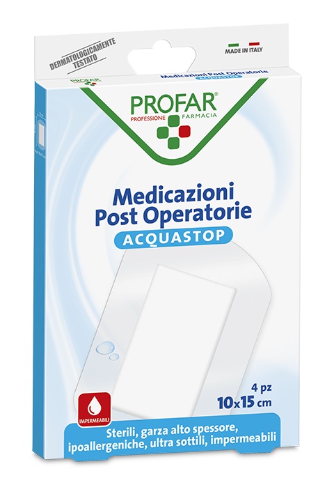 ACQUASTOP MEDICAZIONE POST OPERATORIA 10X15 CM PROFAR MED 4 PEZZI - Farmaciapacini.it