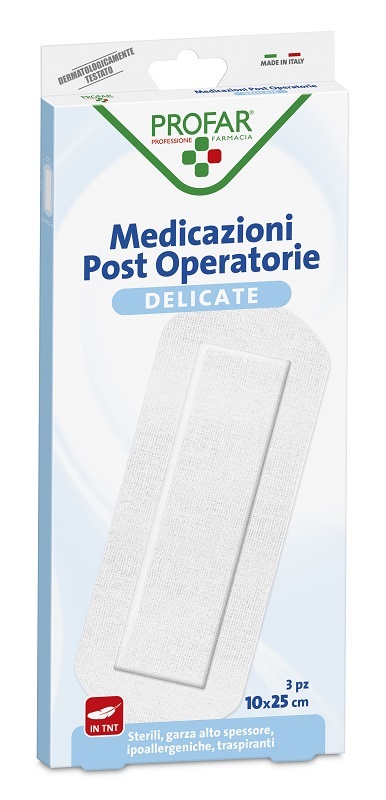 MEDICAZIONE POST OPERATORIA STERILE GARZA ANTIADERENTE 10X25 CM 3 PEZZI PROFAR - Farmaciapacini.it
