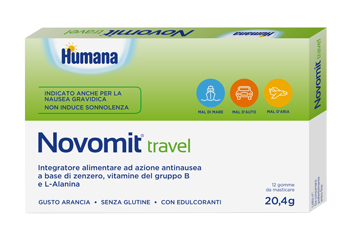 NOVOMIT TRAVEL 12 GOMME DA MASTICARE GUSTO ARANCIA - Farmaciapacini.it