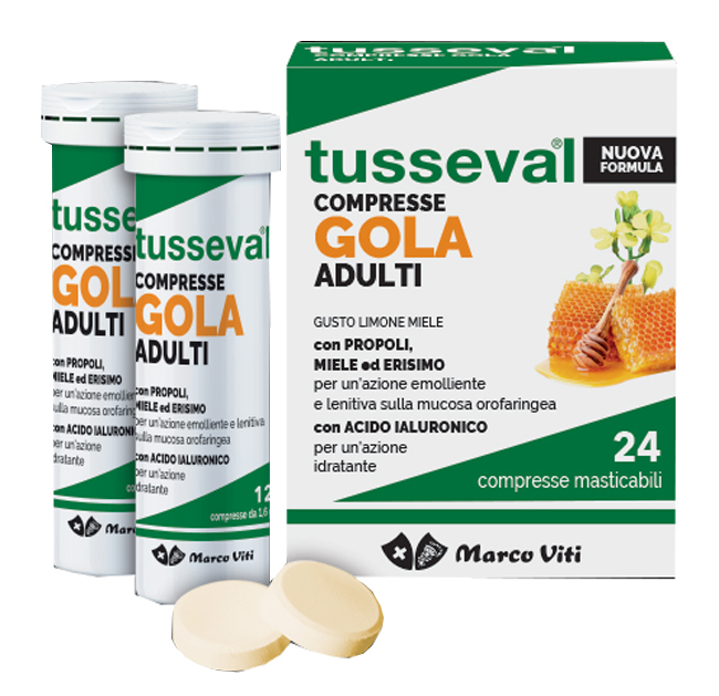 TUSSEVAL GOLA ADULTI 24 COMPRESSE - Farmaciapacini.it