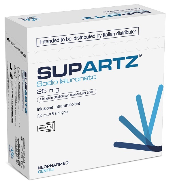 SIRINGA PRERIEMPITA INTRA-ARTICOLARE SUPARTZ ACIDO IALURONICO 25 MG 2,5 ML 5 PEZZI - Farmaciapacini.it