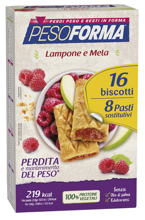 PESOFORMA BISCOTTI LAMPONE/MELA 8 PASTI 16 BISCOTTI - Farmaciapacini.it