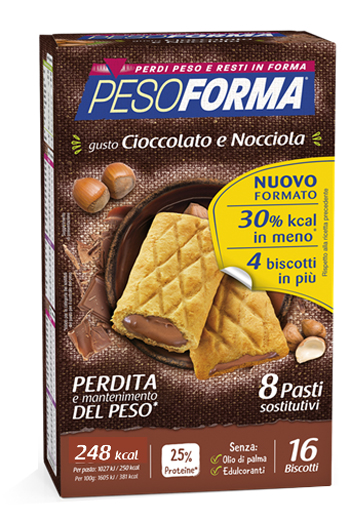 PESOFORMA BISCOTTO CIOCCOLATO NOCCIOLA 16 PEZZI 33 G - Farmaciapacini.it