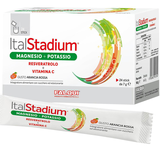 ITALSTADIUM MAGNESIO POTASSIO RESVERATOLO VITAMINA C ARANCIA ROSSA 24 STICK - Farmaciapacini.it