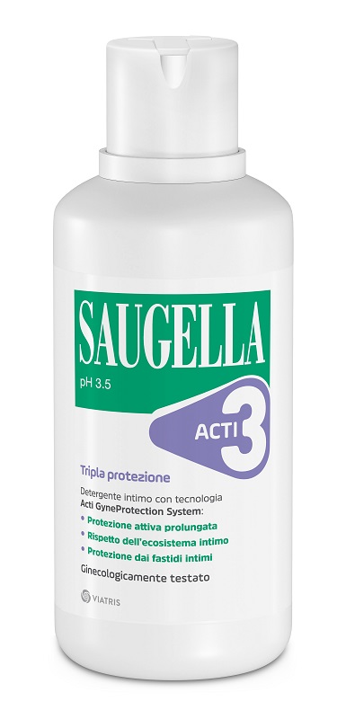 SAUGELLA ACTI3 TRIPLA PROTEZIONE DETERGENTE INTIMO 500 ML - Farmaciapacini.it