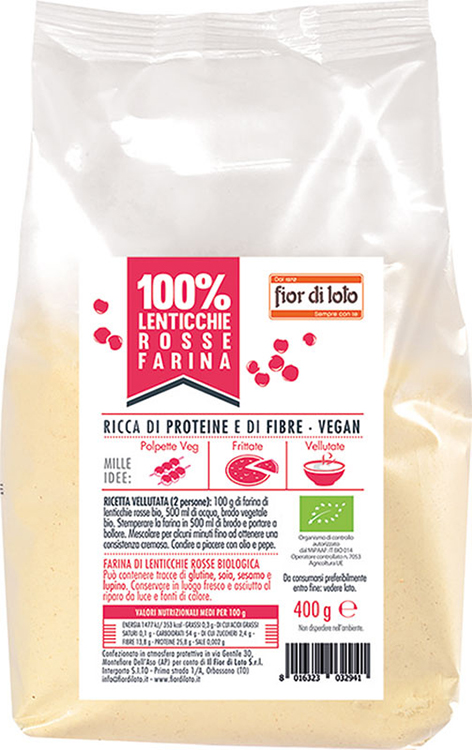 FIOR DI LOTO FARINA DI LENTICCHIE ROSSE BIO 400 G - Farmaciapacini.it