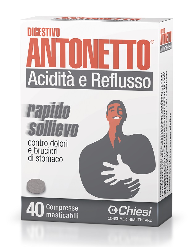 DIGESTIVO ANTONETTO ACIDITA' E REFLUSSO 40 COMPRESSE MASTICABILI - Farmaciapacini.it