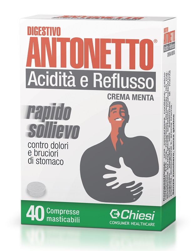 DIGESTIVO ANTONETTO ACIDITA' E REFLUSSO CREMA ALLA MENTA 40 COMPRESSE MASTICABILI - Farmaciapacini.it