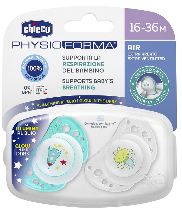 CHICCO SUCCHIETTO AIR LUMI IN SILICONE 16-36 MESI 2 PEZZI - Farmaciapacini.it