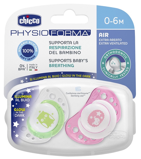 CHICCO SUCCHICCO AIR LUM SILICONE 0-6 MESI 2 PEZZI - Farmaciapacini.it