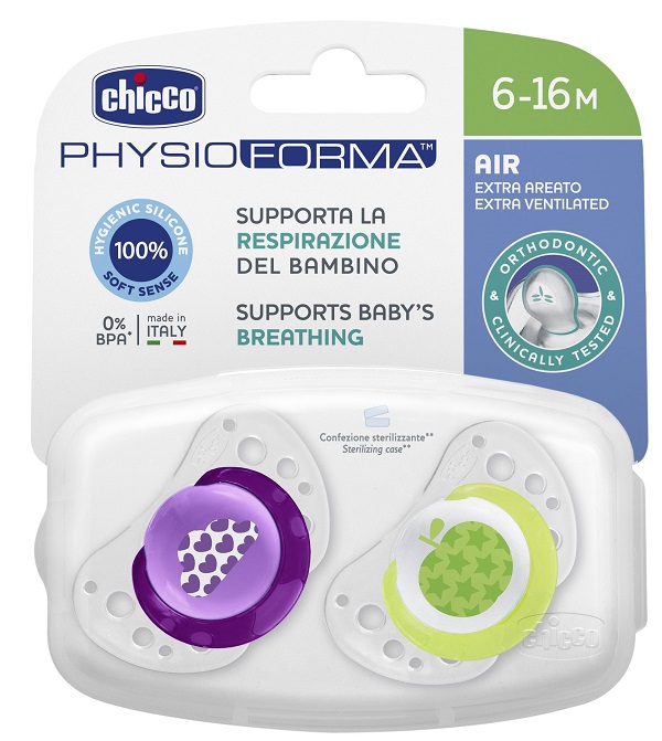 CHICCO SUCCHIETTO AIR GIRL IN SILICONE 6-16 MESI 2 PEZZI - Farmaciapacini.it
