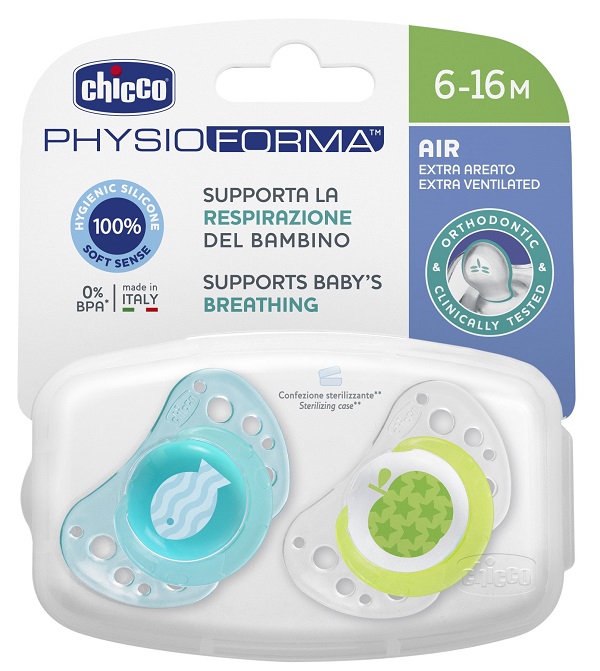 CHICCO SUCCHIETTO AIR BOY IN SILICONE 6-16 MESI 2 PEZZI - Farmaciapacini.it