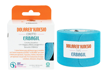 DOLAREN KINESI CEROTTO TERAPEUTICO BLU 20 STRISCE PRETAGLIATTE 5 X 25 CM IN ROTOLO - Farmaciapacini.it