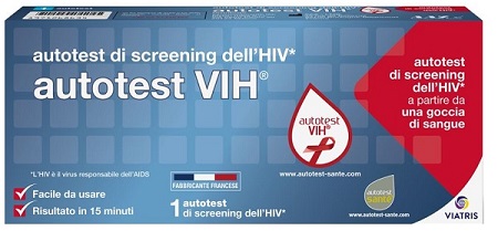 AUTOTEST VIH SCREENING DELL'HIV CONTIENE 1 AUTOTEST + SOLUZIONE + BISTURI + CEROTTO + GARZA + SALVIETTA DISINFETTANTE - Farmaciapacini.it
