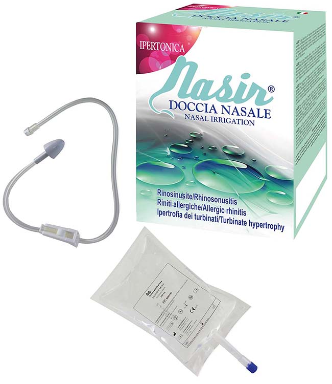 NASIR DOCCIA NASALE 2 SACCHE 250 ML ISOTONICA + 1 DEFLUSSORE - Farmaciapacini.it