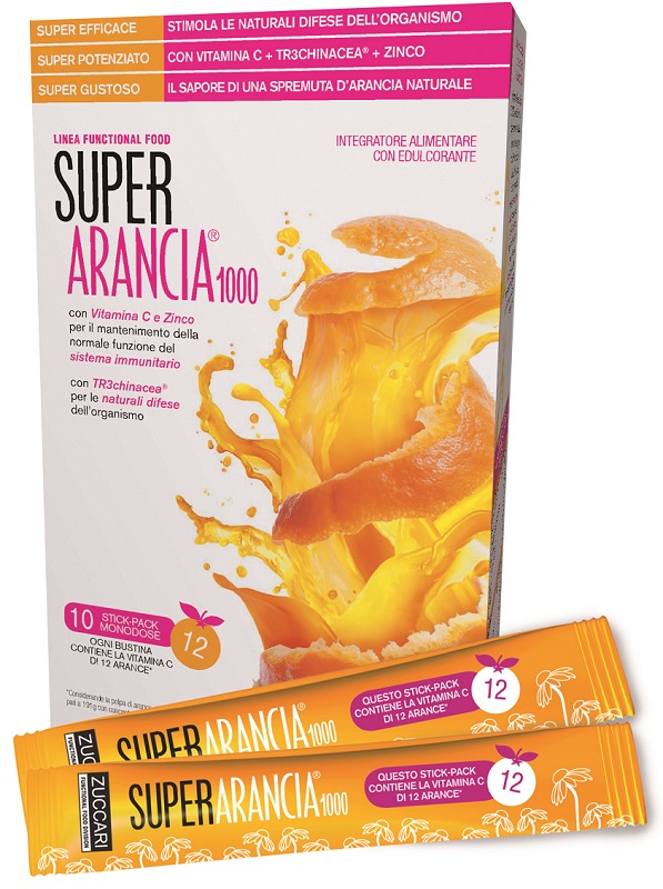 SUPER ARANCIA 1000 10 STICK PACK MONODOSE DA 3,7G INTEGRATORE ALIMENTARE CON EDULCORANTE - Farmaciapacini.it