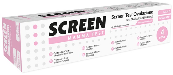 TEST RAPIDO CHE RILEVA TRAMITE URINA L'ORMONE LH INDIVIDUANDO IL PERIODO DI OVULAZIONE 4 PEZZI SCREEN MAMMA TEST OVULAZIONE - Farmaciapacini.it