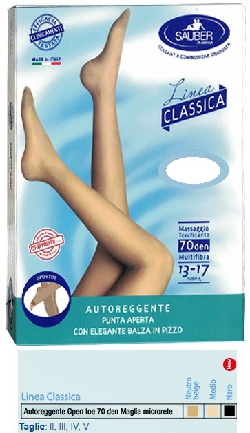 SAUBER AUTOREGGENTE OPEN TOE MAGLIA MICRORETE 70 DEN COLORE NEUTRO BEIGE TAGLIA 3 LINEA CLASSICA - Farmaciapacini.it