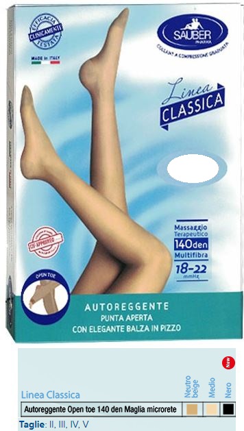 SAUBER AUTOREGGENTE OPEN TOE MAGLIA MICRORETE 140 DEN COLORE NEUTRO BEIGE TAGLIA 4 LINEA CLASSICA - Farmaciapacini.it
