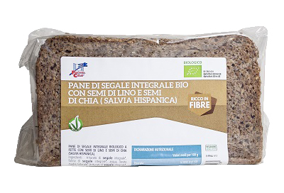 PANE DI SEGALE INTEGRALE CON SEMI DI LINO E SEMI DI CHIA BIO 500 G - Farmaciapacini.it