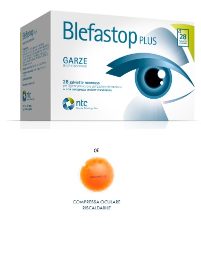 BLEFASTOP PLUS GARZA IN COTONE PIEGATA CON FILO DI BARIO 28 SALVIETTE MONOUSO + 1 COMPRESSA OCULARE RISCALDABILE - Farmaciapacini.it
